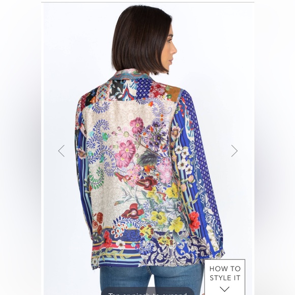 WILD LILLAI BLOUSE Johnny Was Silk Top XXS 00 - Picture 2 of 6